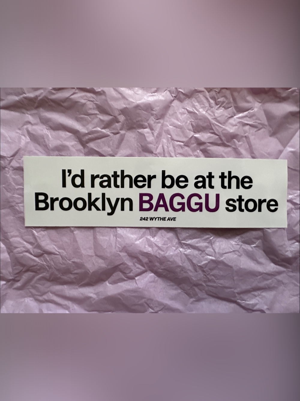 BAGGU Purple and Black Brooklyn Bumper Sticker